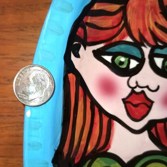 Nicole Engblom Mermaid Fish Hand Painted Sectioned Ceramic Serving Platter 13” - Picture 3 of 3